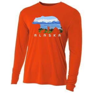 Alaska The Last Frontier Grizzly Bear Nature Lover Souvenir Gift Cooling Performance Long Sleeve Crew