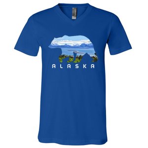 Alaska The Last Frontier Grizzly Bear Nature Lover Souvenir Gift V-Neck T-Shirt