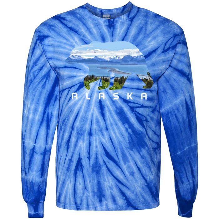 Alaska The Last Frontier Grizzly Bear Nature Lover Souvenir Gift Tie-Dye Long Sleeve Shirt