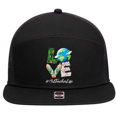 Art Teacher Love World Earth Day Anniversary Save The Planet 7 Panel Mesh Trucker Snapback Hat