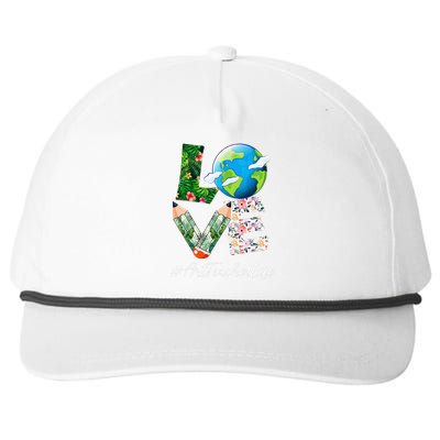 Art Teacher Love World Earth Day Anniversary Save The Planet Snapback Five-Panel Rope Hat