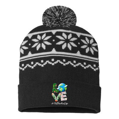 Art Teacher Love World Earth Day Anniversary Save The Planet USA-Made Snowflake Beanie