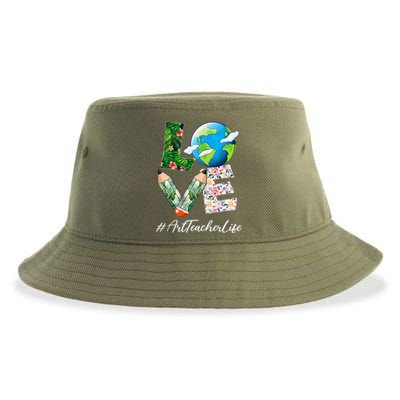 Art Teacher Love World Earth Day Anniversary Save The Planet Sustainable Bucket Hat