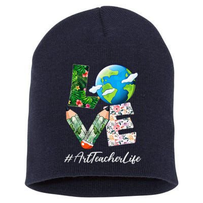 Art Teacher Love World Earth Day Anniversary Save The Planet Short Acrylic Beanie