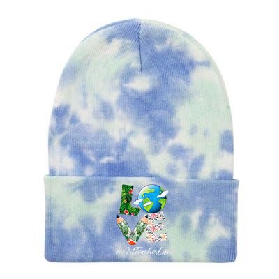 Art Teacher Love World Earth Day Anniversary Save The Planet Tie Dye 12in Knit Beanie