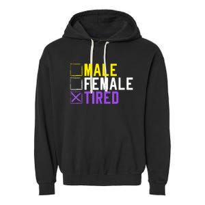 Asexual Transexual Lgbt Pride Gift Tired Non Binary Garment-Dyed Fleece Hoodie