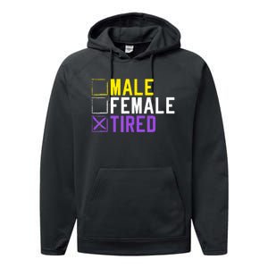 Asexual Transexual Lgbt Pride Gift Tired Non Binary Performance Fleece Hoodie