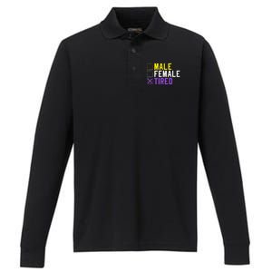 Asexual Transexual Lgbt Pride Gift Tired Non Binary Performance Long Sleeve Polo