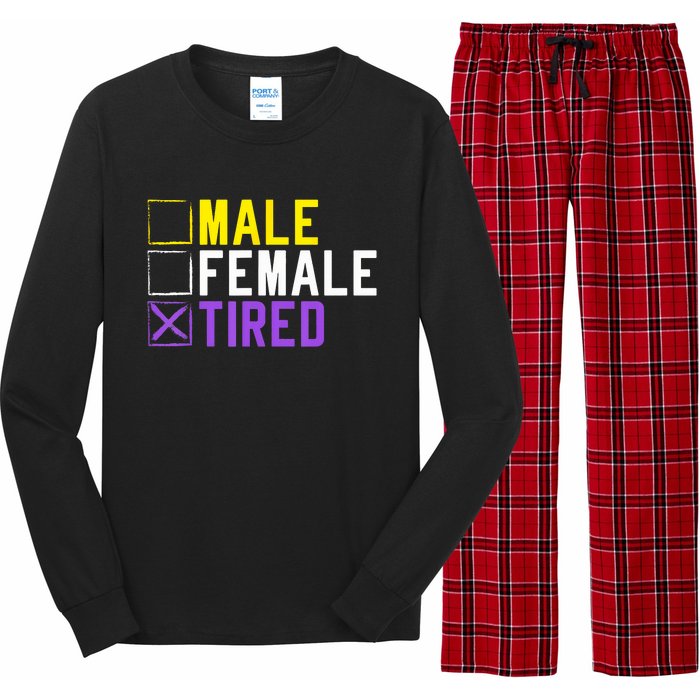 Asexual Transexual Lgbt Pride Gift Tired Non Binary Long Sleeve Pajama Set