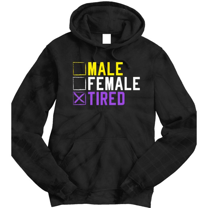 Asexual Transexual Lgbt Pride Gift Tired Non Binary Tie Dye Hoodie