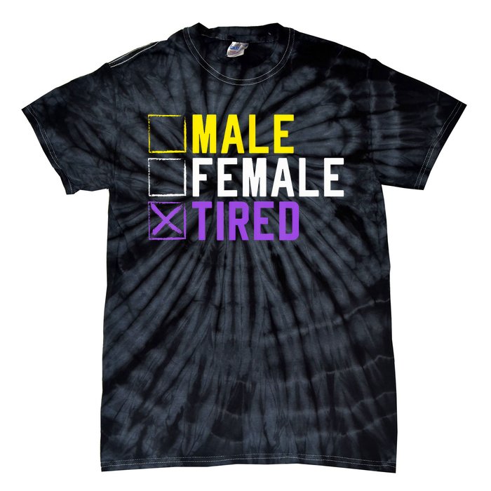 Asexual Transexual Lgbt Pride Gift Tired Non Binary Tie-Dye T-Shirt