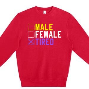 Asexual Transexual Lgbt Pride Gift Tired Non Binary Premium Crewneck Sweatshirt