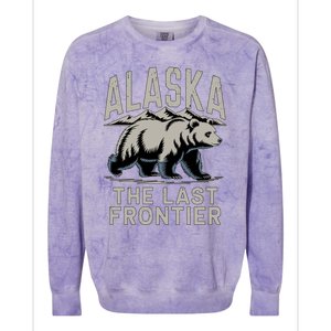 Alaska The Last Frontier Mountains And Bear Fun Meaningful Gift Colorblast Crewneck Sweatshirt