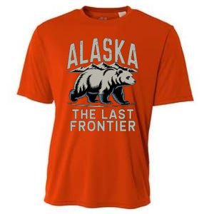 Alaska The Last Frontier Mountains And Bear Fun Meaningful Gift Cooling Performance Crew T-Shirt