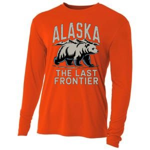 Alaska The Last Frontier Mountains And Bear Fun Meaningful Gift Cooling Performance Long Sleeve Crew