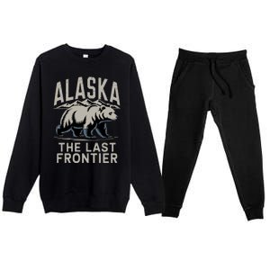 Alaska The Last Frontier Mountains And Bear Fun Meaningful Gift Premium Crewneck Sweatsuit Set