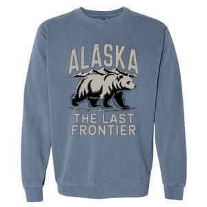 Alaska The Last Frontier Mountains And Bear Fun Meaningful Gift Garment-Dyed Sweatshirt