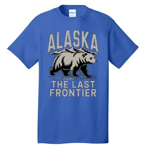 Alaska The Last Frontier Mountains And Bear Fun Meaningful Gift Tall T-Shirt