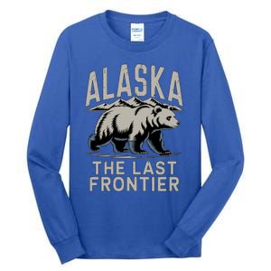 Alaska The Last Frontier Mountains And Bear Fun Meaningful Gift Tall Long Sleeve T-Shirt