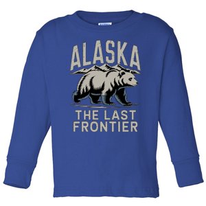 Alaska The Last Frontier Mountains And Bear Fun Meaningful Gift Toddler Long Sleeve Shirt