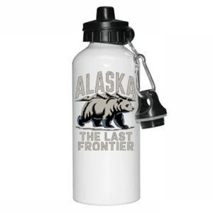 Alaska The Last Frontier Mountains And Bear Fun Meaningful Gift Aluminum Water Bottle