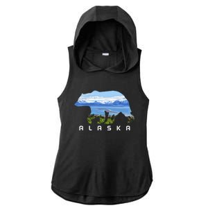 Alaska The Last Frontier Grizzly Bear Nature Lover Souvenir Gift Ladies PosiCharge Tri-Blend Wicking Draft Hoodie Tank