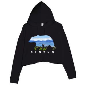 Alaska The Last Frontier Grizzly Bear Nature Lover Souvenir Gift Crop Fleece Hoodie