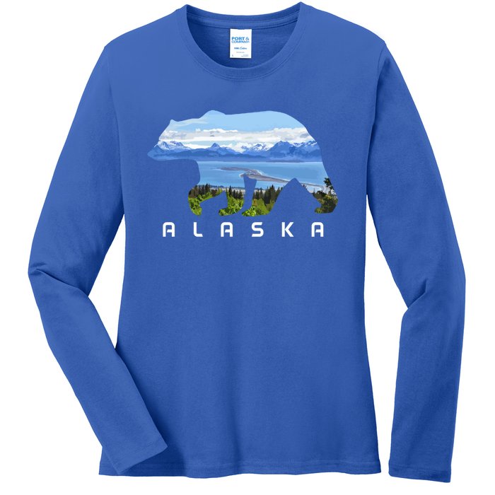 Alaska The Last Frontier Grizzly Bear Nature Lover Souvenir Gift Ladies Long Sleeve Shirt