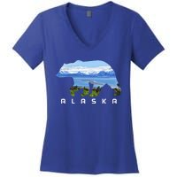 Alaska The Last Frontier Grizzly Bear Nature Lover Souvenir Gift Women's V-Neck T-Shirt