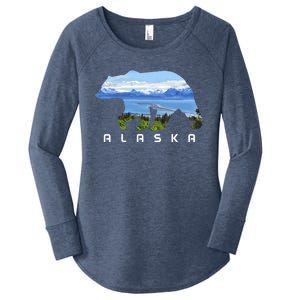 Alaska The Last Frontier Grizzly Bear Nature Lover Souvenir Gift Women's Perfect Tri Tunic Long Sleeve Shirt