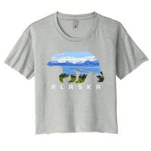 Alaska The Last Frontier Grizzly Bear Nature Lover Souvenir Gift Women's Crop Top Tee