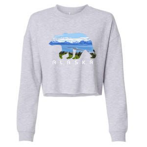 Alaska The Last Frontier Grizzly Bear Nature Lover Souvenir Gift Cropped Pullover Crew