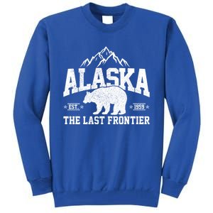 Alaska The Last Frontier Est 1959 Grizzly Bear Mountains Cool Gift Tall Sweatshirt