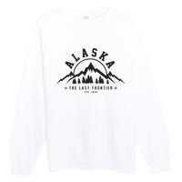 Alaska The Last Frontier Est 1959 Mountains Nature Gift Premium Crewneck Sweatshirt