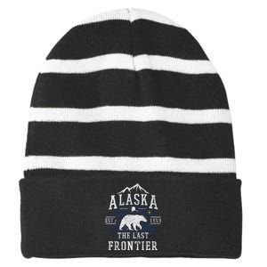 Alaska The Last Frontier Shirts Adventure Alaskan Home Gift Striped Beanie with Solid Band