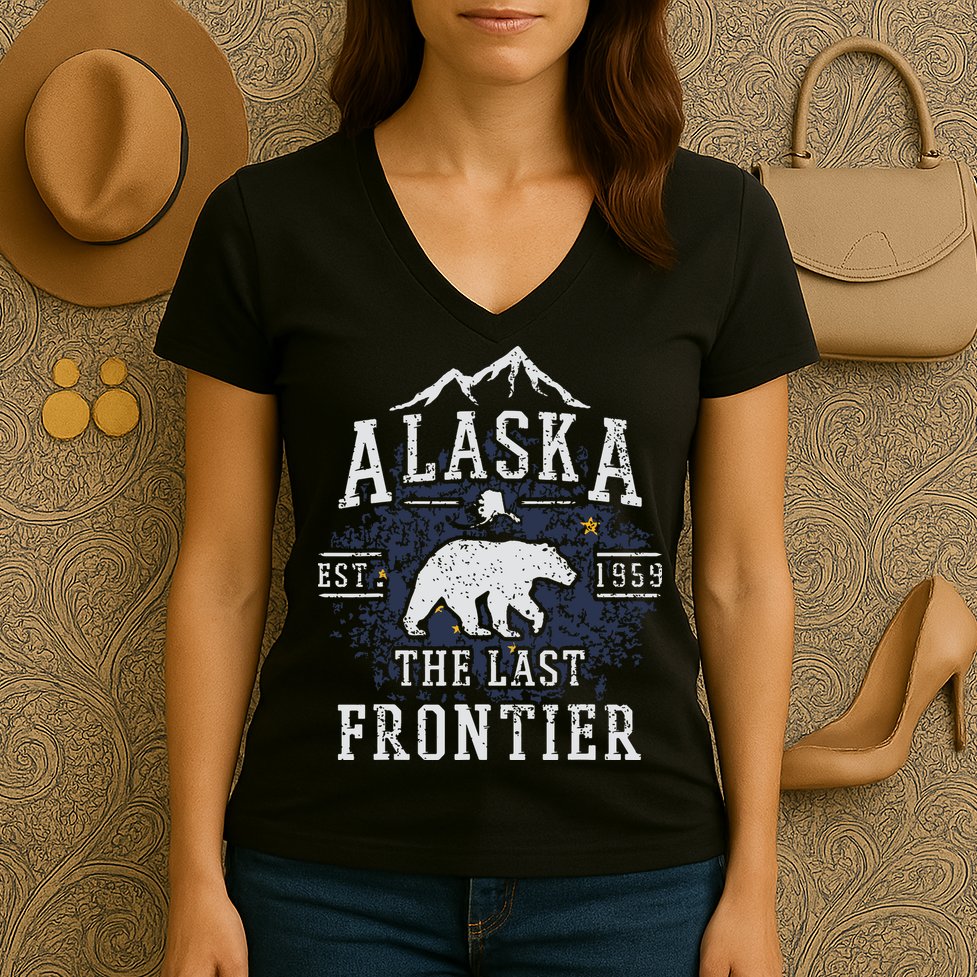 Alaska The Last Frontier Shirts Adventure Alaskan Home Gift Women's V-Neck T-Shirt