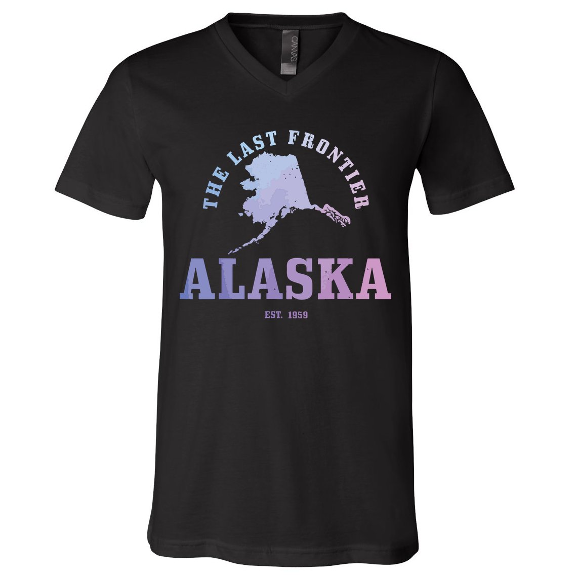 Alaska The Last Frontier State Map Est 1959 Vintage V-Neck T-Shirt