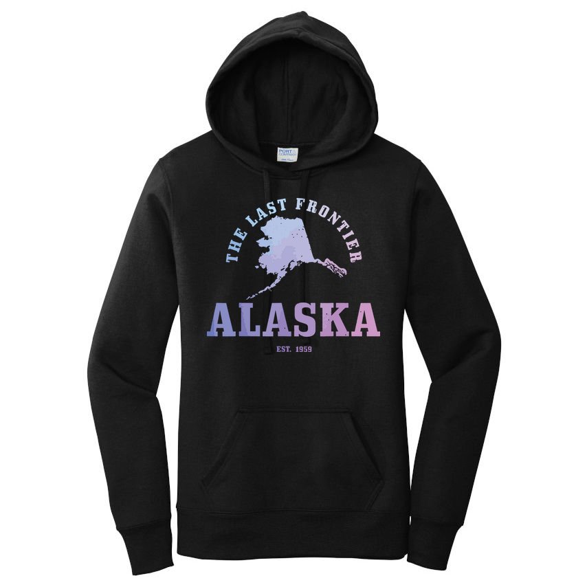 Alaska The Last Frontier State Map Est 1959 Vintage Women's Pullover Hoodie