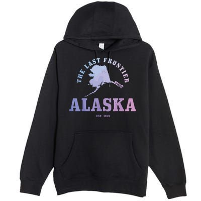 Alaska The Last Frontier State Map Est 1959 Vintage Premium Pullover Hoodie