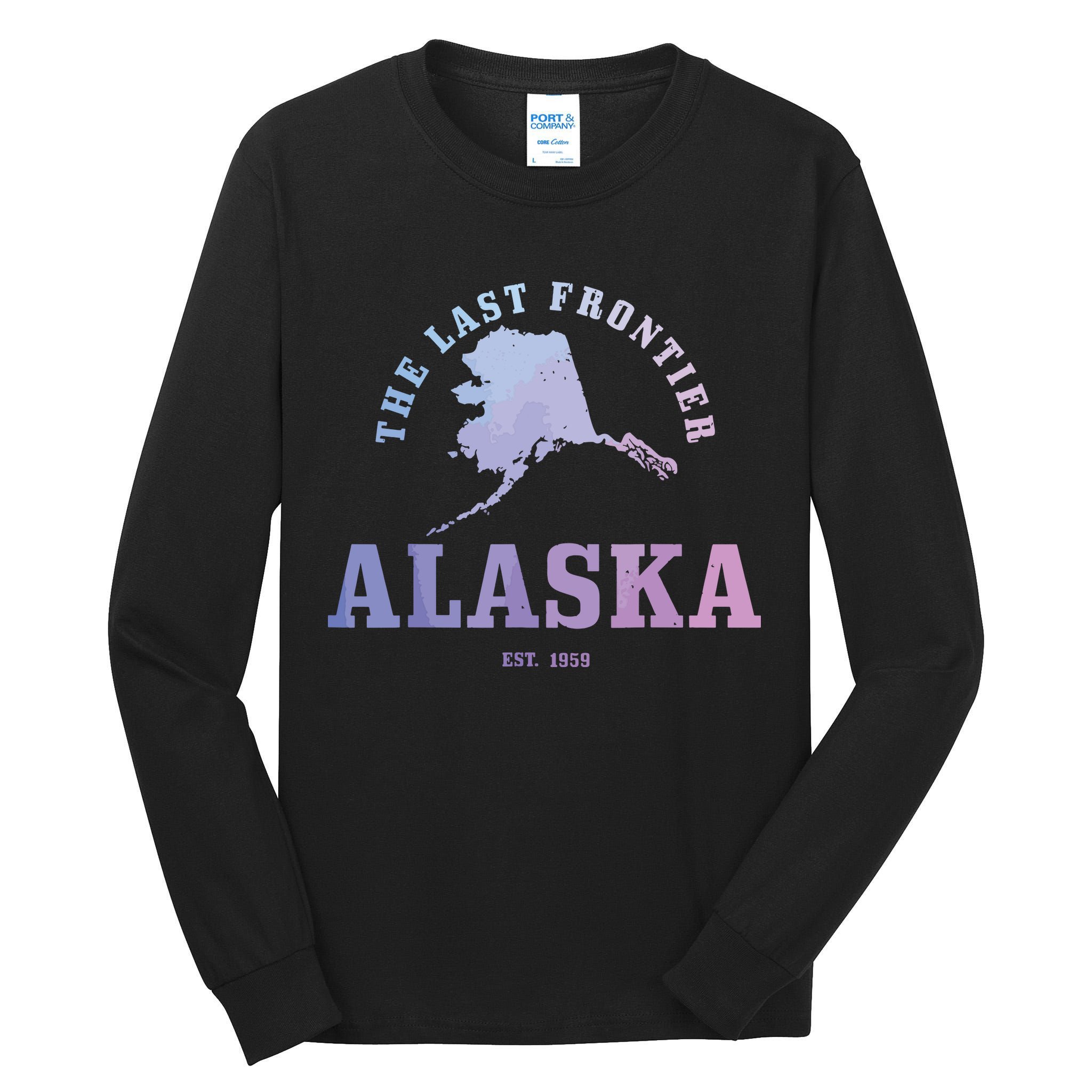 Alaska The Last Frontier State Map Est 1959 Vintage Tall Long Sleeve T-Shirt