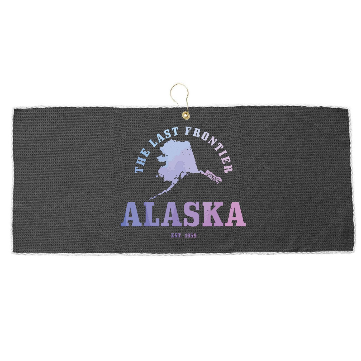 Alaska The Last Frontier State Map Est 1959 Vintage Large Microfiber Waffle Golf Towel