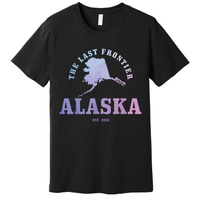 Alaska The Last Frontier State Map Est 1959 Vintage Premium T-Shirt