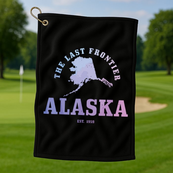Alaska The Last Frontier State Map Est 1959 Vintage Golf Towel