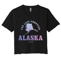 Alaska The Last Frontier State Map Est 1959 Vintage Women's Crop Top Tee