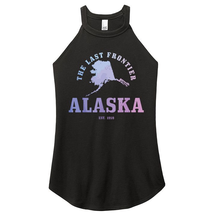 Alaska The Last Frontier State Map Est 1959 Vintage Women's Perfect Tri Rocker Tank