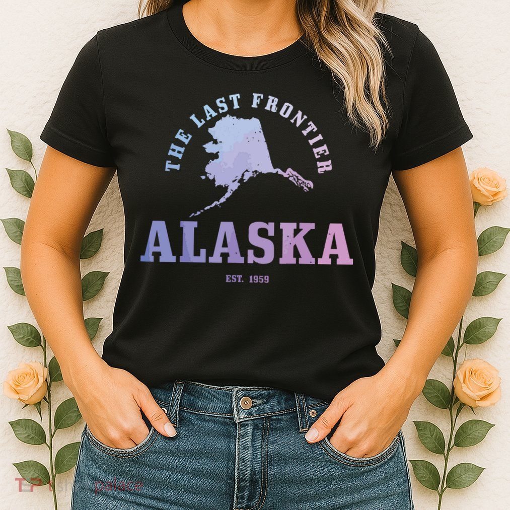Alaska The Last Frontier State Map Est 1959 Vintage Womens T-Shirt