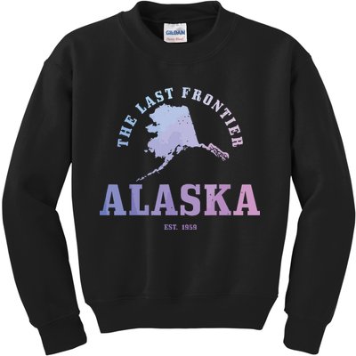 Alaska The Last Frontier State Map Est 1959 Vintage Kids Sweatshirt