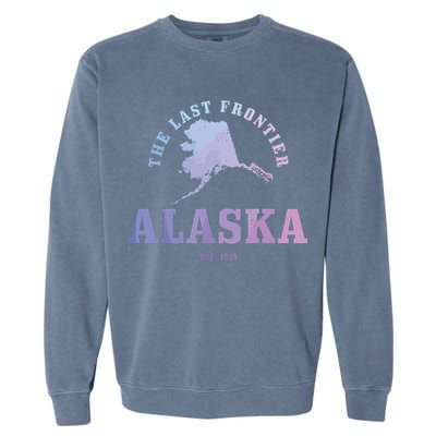 Alaska The Last Frontier State Map Est 1959 Vintage Garment-Dyed Sweatshirt