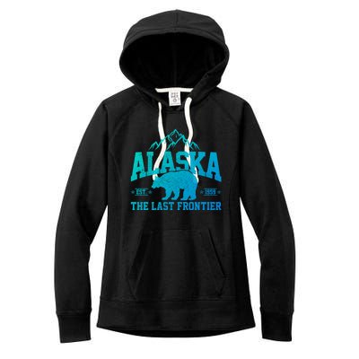 Alaska The Last Frontier Est 1959 Grizzly Bear Mountains Cool Gift Women's Fleece Hoodie