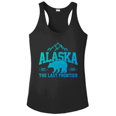 Alaska The Last Frontier Est 1959 Grizzly Bear Mountains Cool Gift Ladies PosiCharge Competitor Racerback Tank